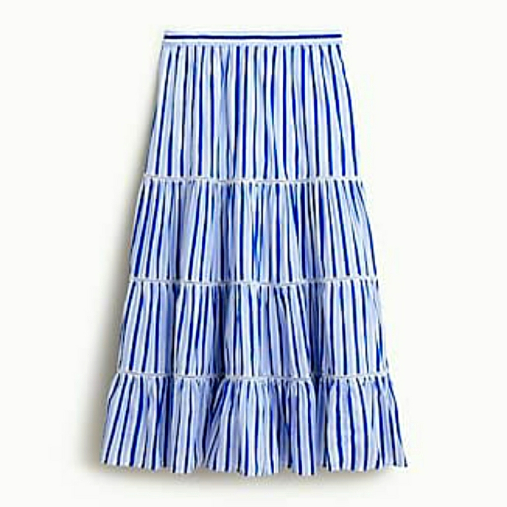 J.Crew Tiered Midi Skirt in Stripes NWT - Picture 1 of 2